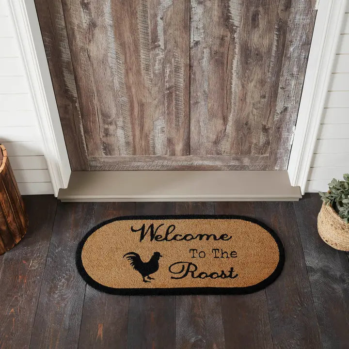 Down Home Welcome To the Roost Coir Rug Oval 17x36