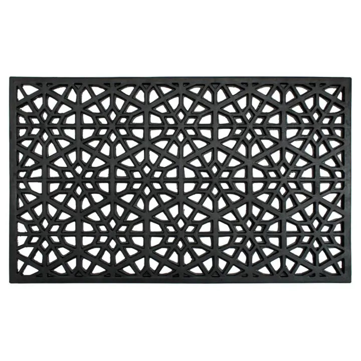 RugSmith Black Moulded Honeycomb Rubber Doormat, 18" X 30"