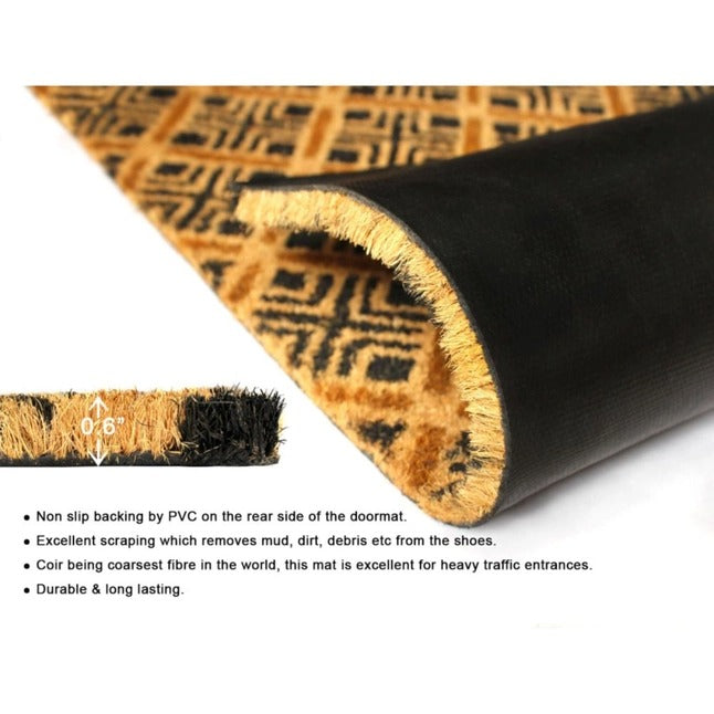 Natural Black Geo Diamond Coir Doormat