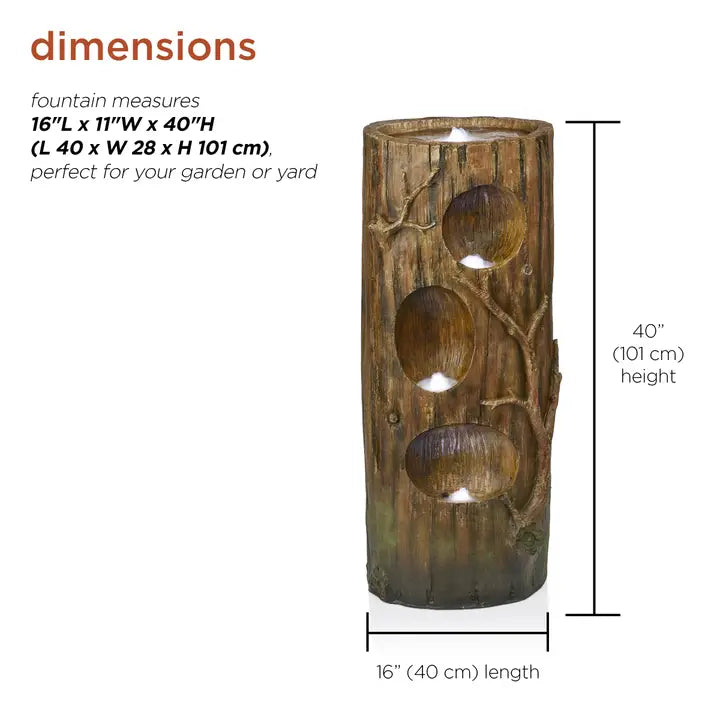 Alpine Corporation 4-Tier Self-Contained Tree Trunk Fountain