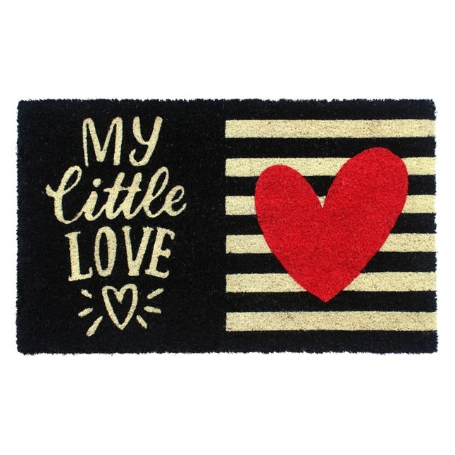 Black Tufted Little Love Coir Doormat