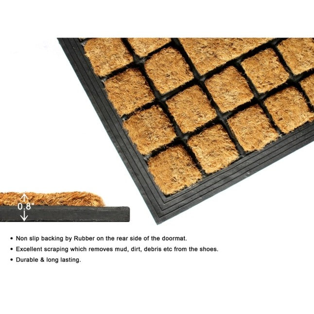 Moulded Rubber Coir Checkered Doormat