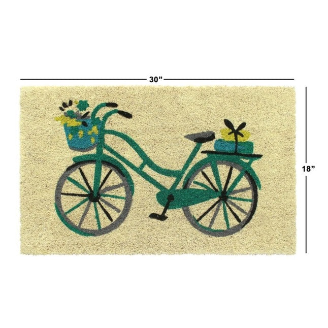 Blue Floral Basket Bike Coir Doormat