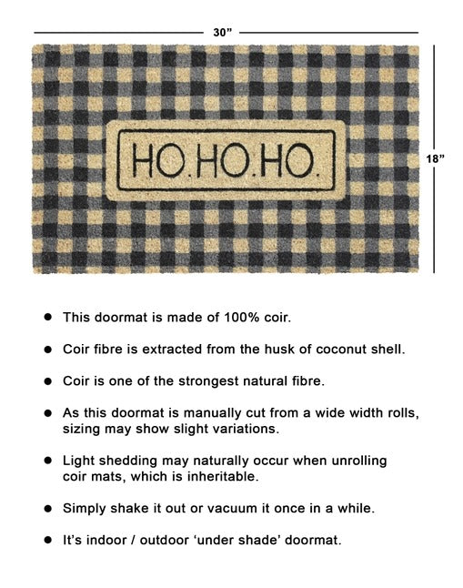 Black Ho Ho Ho Plaids Doormat