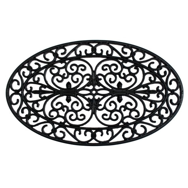 Blk Moulded Oval Trellis Rubber Doormat