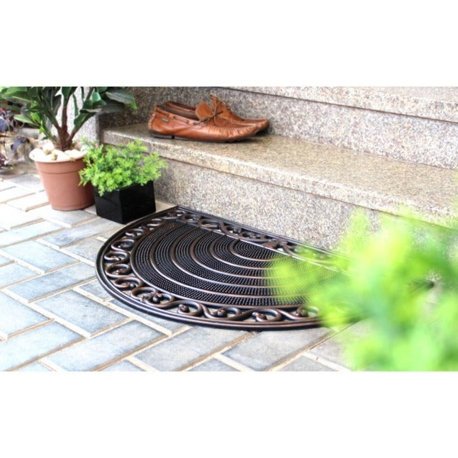 Sunrise Trellis Half-Rd Rubber Doormat