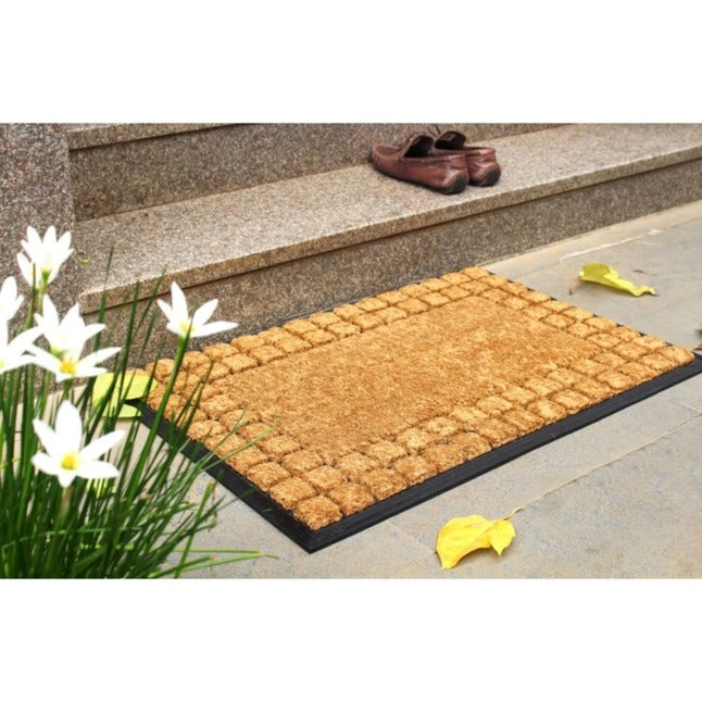 Moulded Rubber Coir Checkered Doormat