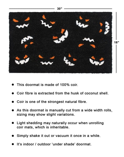 White Pumpkin Faces Doormat