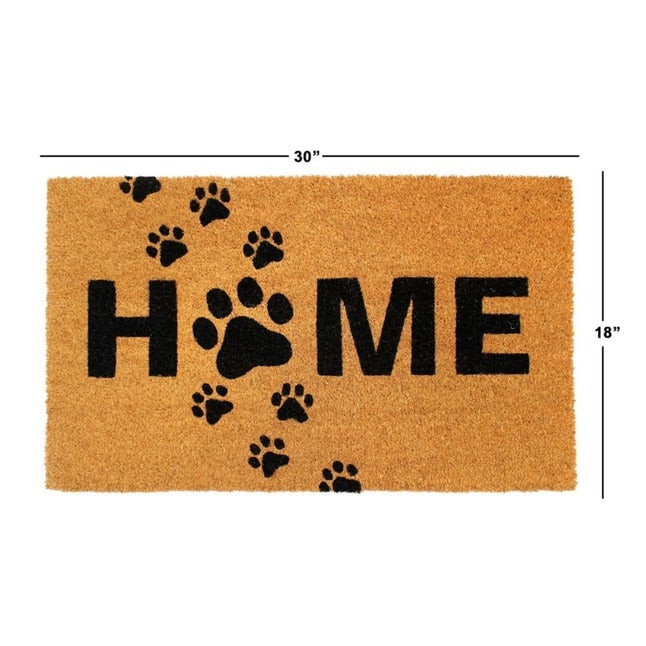 Black Puppy Paws Home Coir Doormat