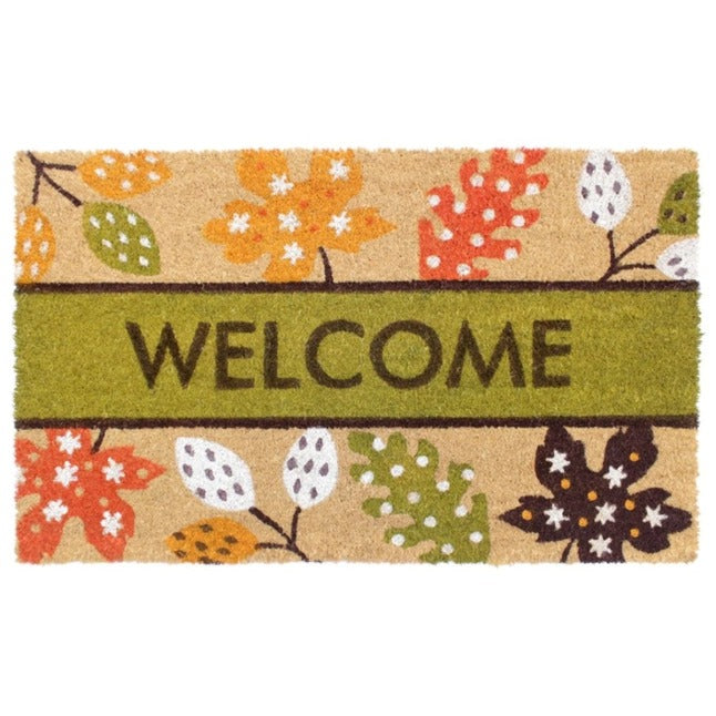 Red Autumn Leaves Coir Doormat