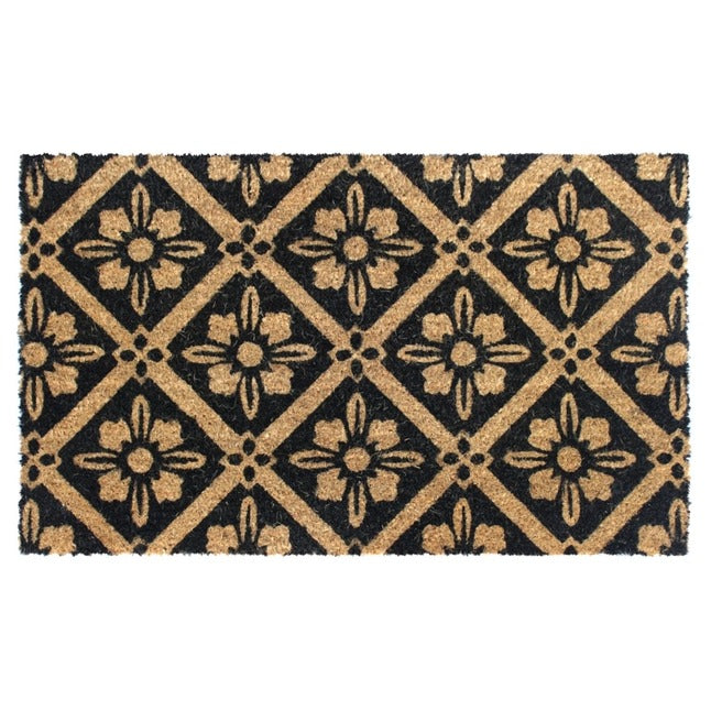 Black Machine Tufted Mandala Doormat