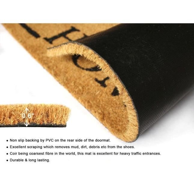 Natural Black Home Square Coir Doormat