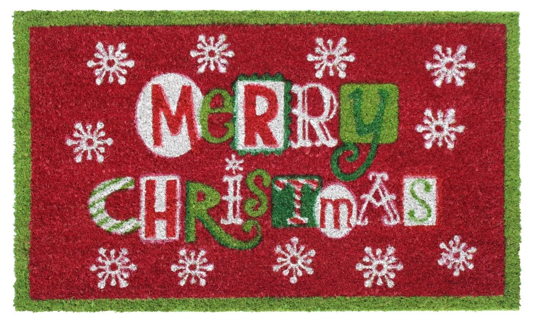 Multi Flakes Merry Christmas Doormat