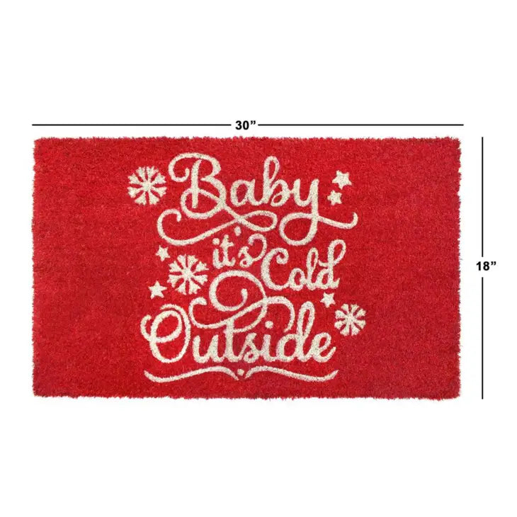 Red Baby It's Cold Outside Coir Doormat