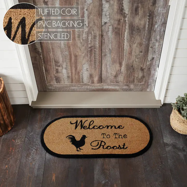 Down Home Welcome To the Roost Coir Rug Oval 17x36