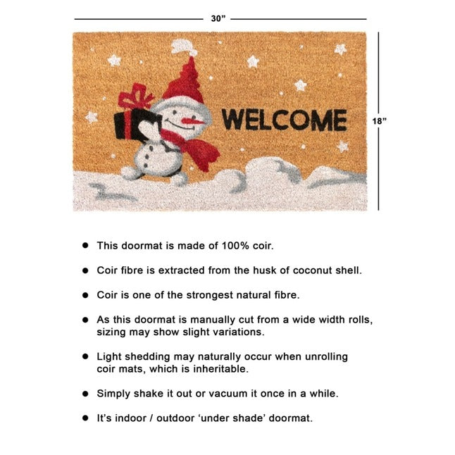 White Holiday Snowman Welcome Area Rug