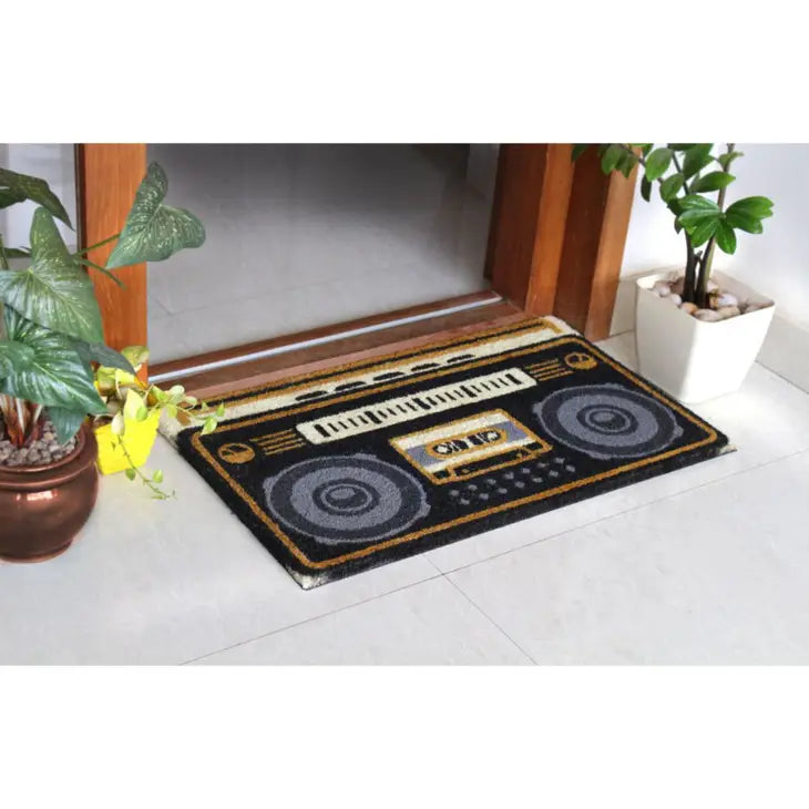 Gray Machine Tufted Boombox Coir Doormat