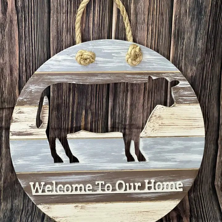 Cow Cut-Out Welcome Sign