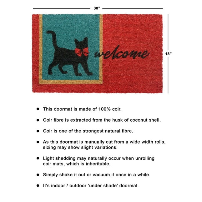 Red Machine Tufted Welcome Cat Doormat