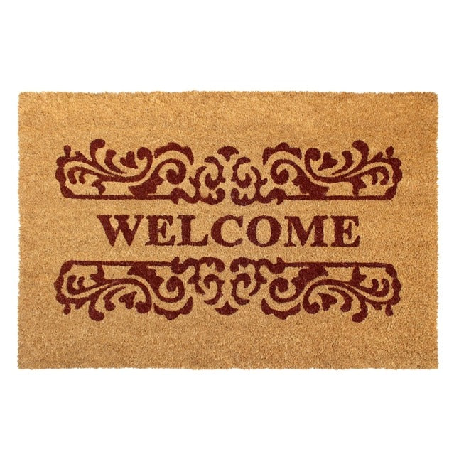 Natural Scroll Welcome Coir Doormat