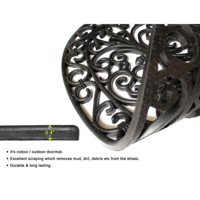 Blk Moulded Oval Trellis Rubber Doormat