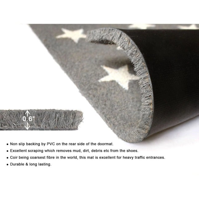 Gray Machine Tufted Stars Coir Doormat