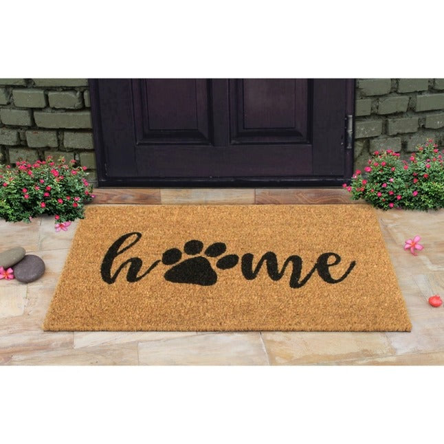 Black Machine Tufted Home Paws Doormat