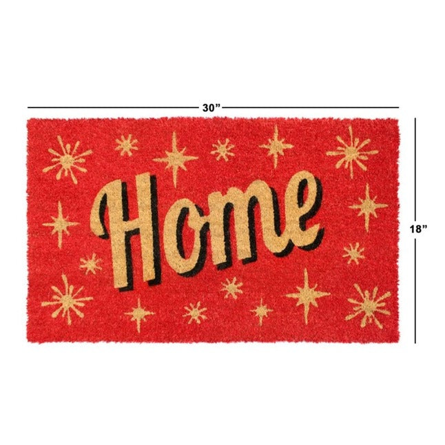 Red Tufted Home Stars Coir Doormat