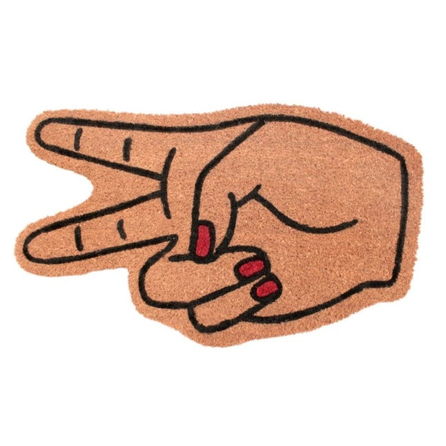 Light Brown Peace Sign Coir Doormat