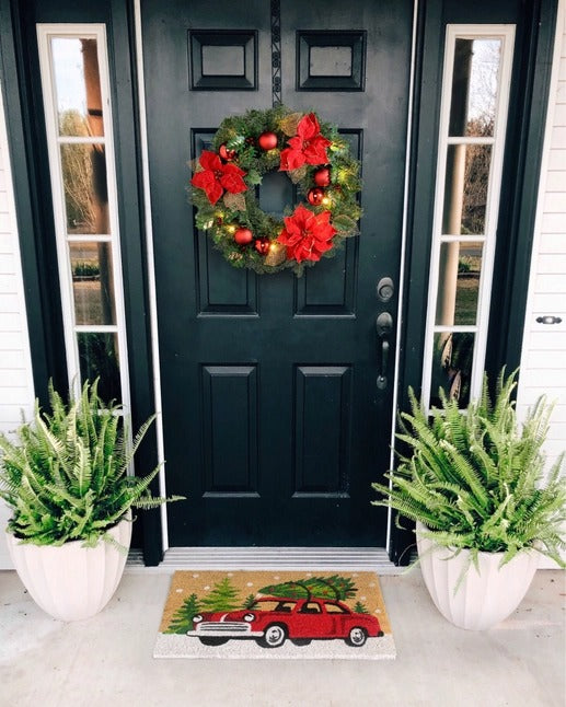 Green Christmas Car Doormat