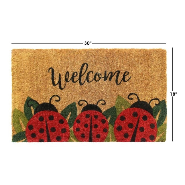 Red Handloom Ladybug Coir Doormat