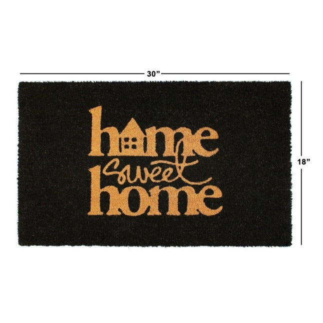 Black Home Sweet Home House Coir Doormat