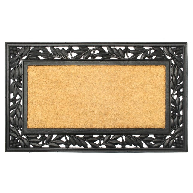 Moulded Holly Trellis Rubber Coir Doormat