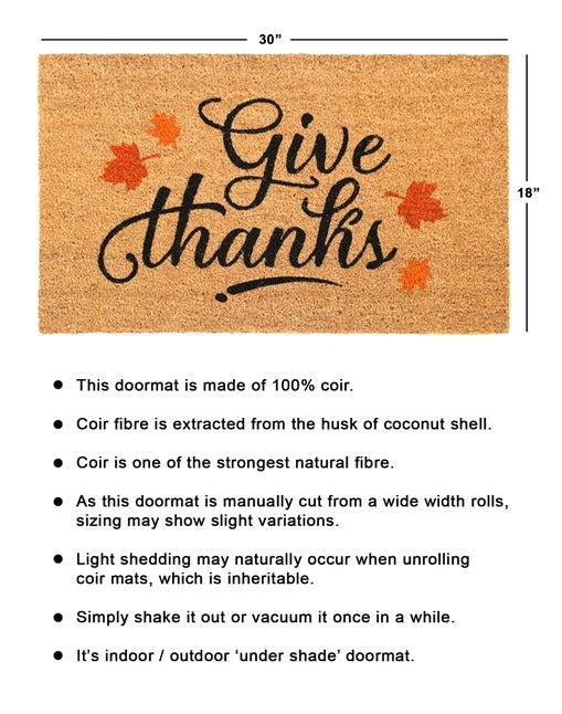 Black Machine Tufted Give Thanks Doormat