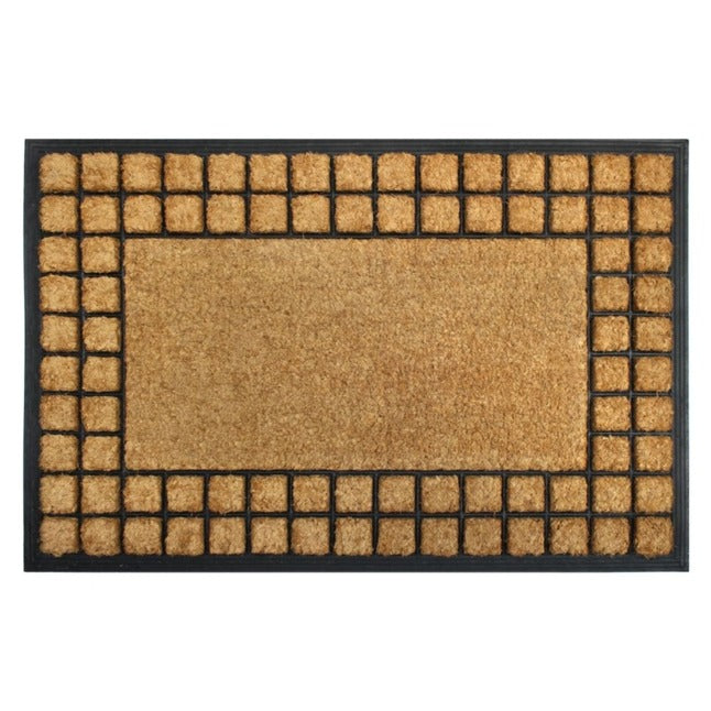 Moulded Rubber Coir Checkered Doormat