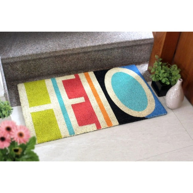 Bleach Tufted Hello Abstract Coir Doormat