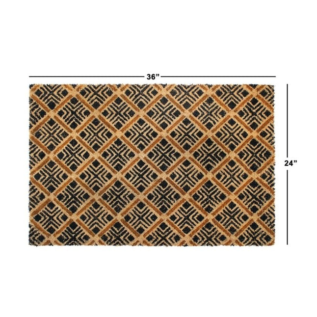 Natural Black Geo Diamond Coir Doormat