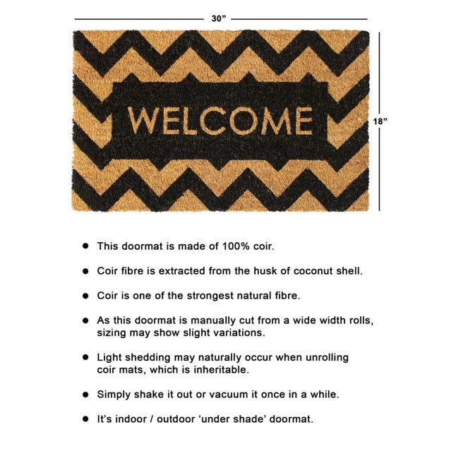 Black Herringbone Welcome Doormat