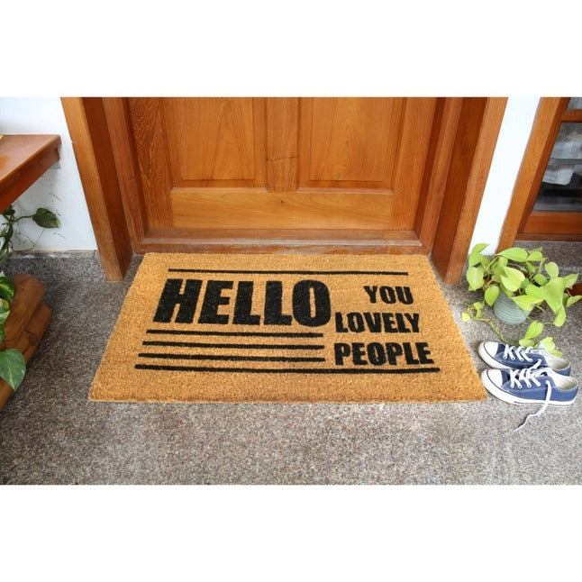 Black Hello, You Lovely People Doormat