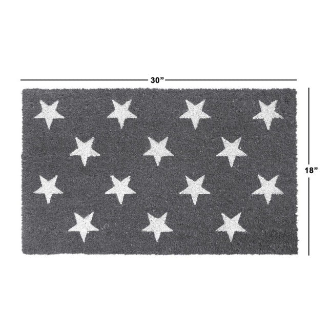 Gray Machine Tufted Stars Coir Doormat