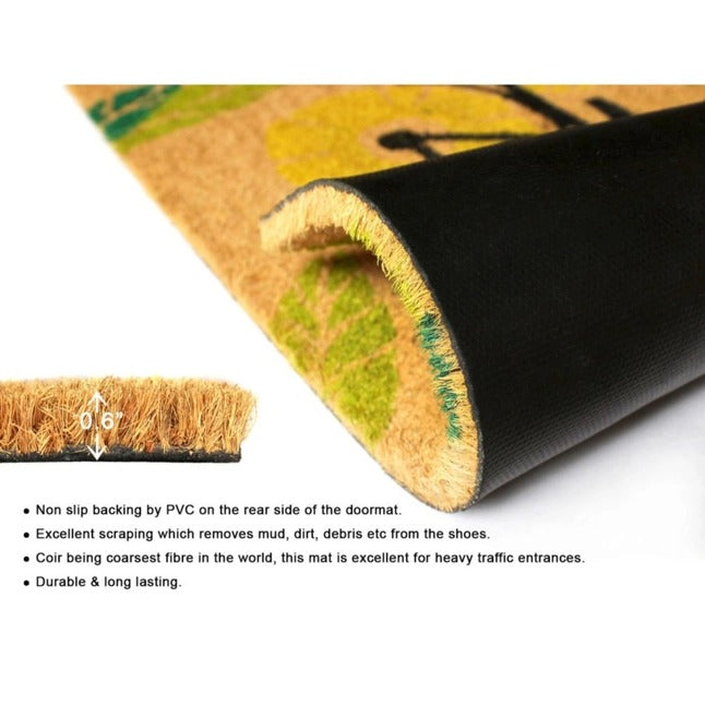 Yellow Tufted Bicycle Coir Doormat