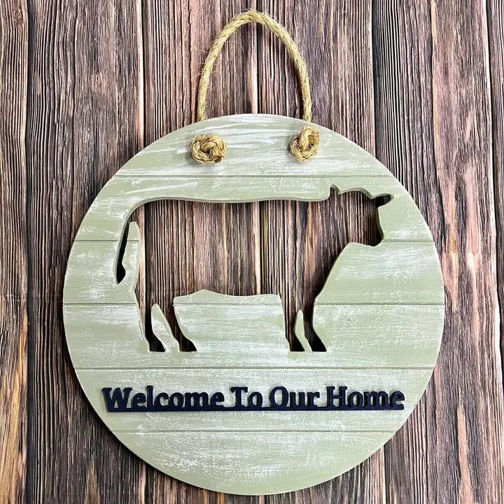 Cow Cut-Out Welcome Sign