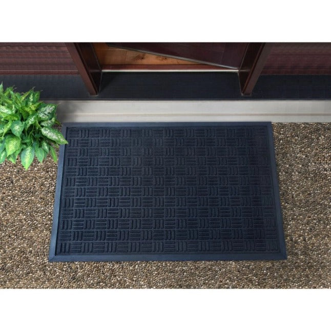 Black Moulded Rubber Patterned Doormat