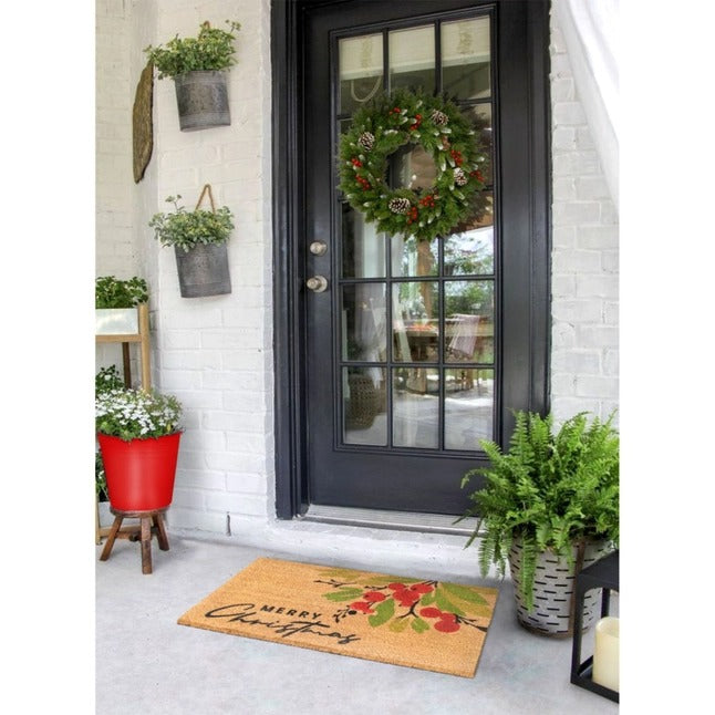 Red Holiday Merry Christmas Berry Area Rug