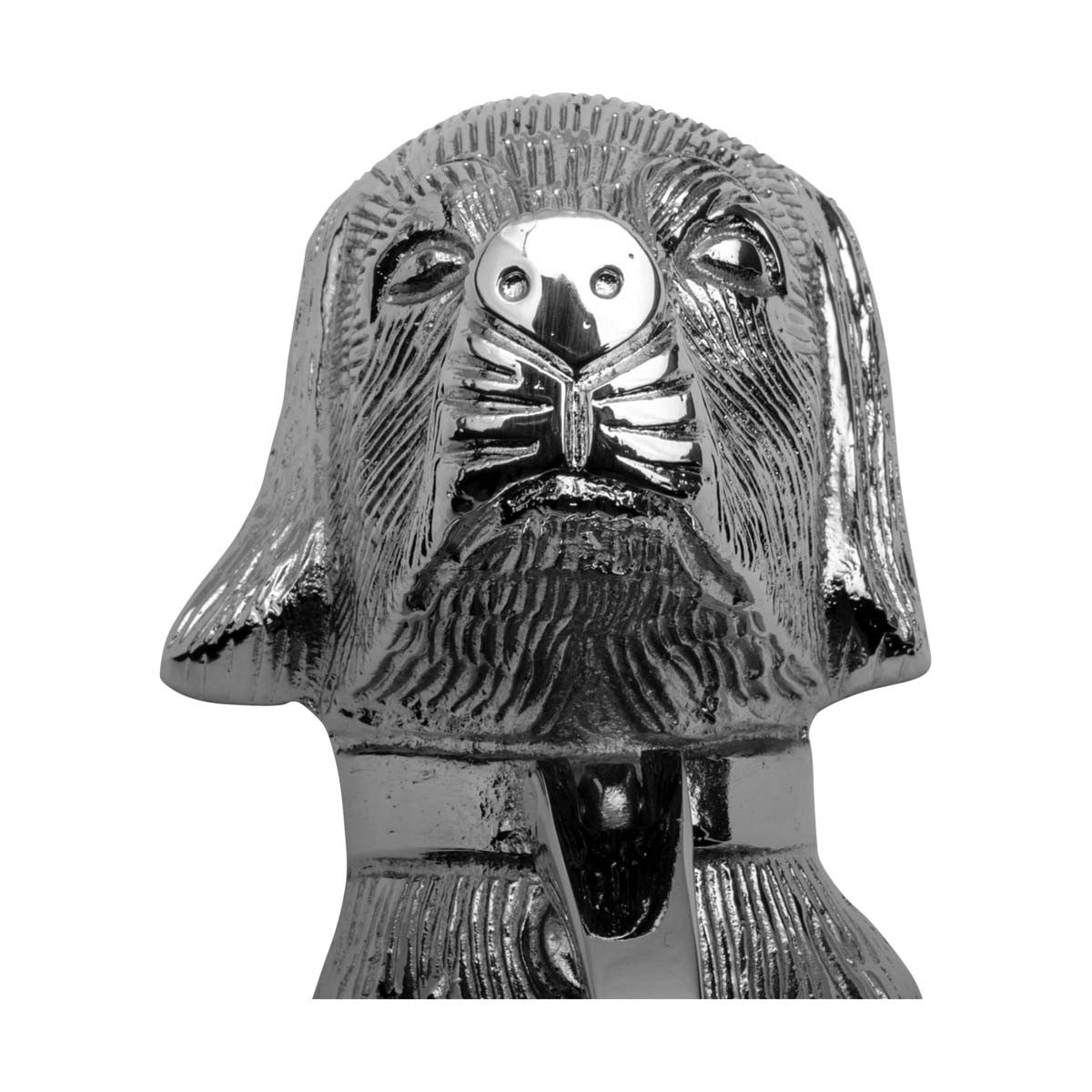 Chrome Solid Brass Door Knocker Large Dog Head 7 5/8"H