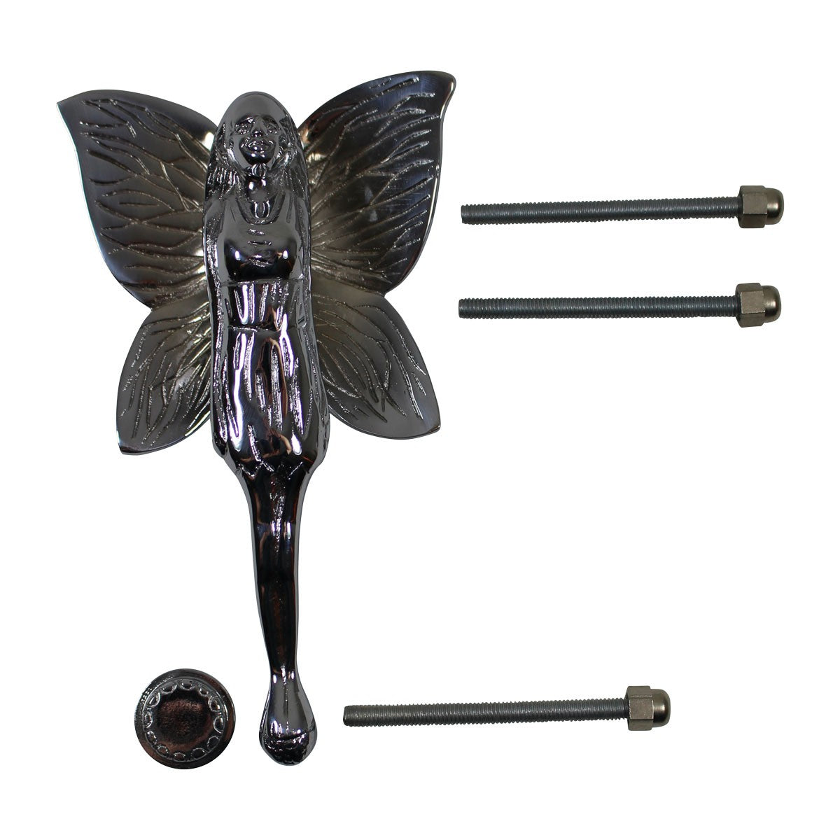 Chrome Solid Brass Vintage Door Knocker Flower Fairy 7"H