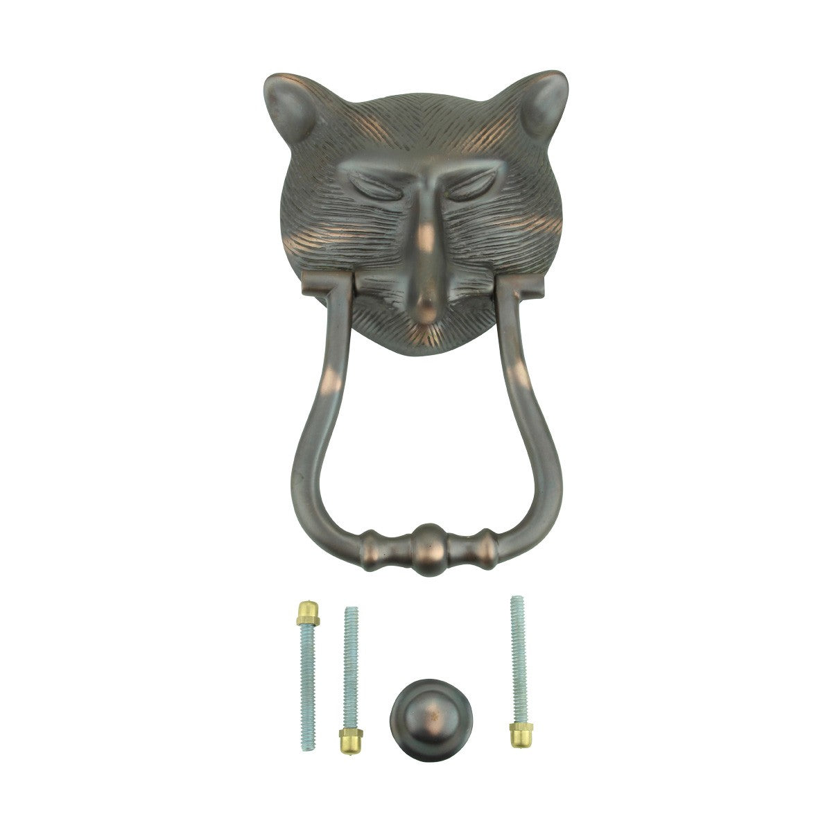 Door Knocker Pharaoh Cat Head Cast Brass Oil Rubbed Bronze 8 3/8" H