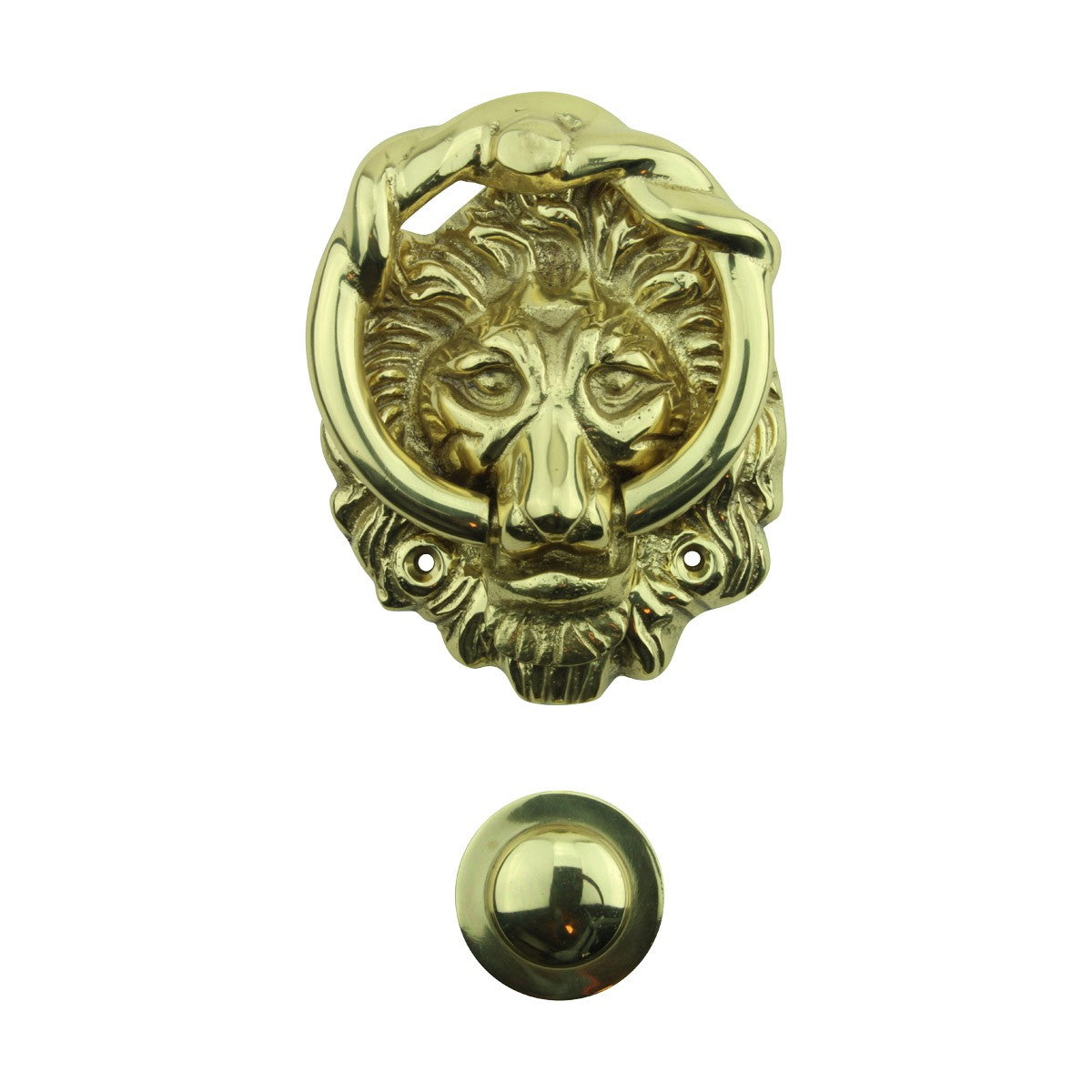 Door Knocker Polished/Lacquered Solid Brass Lion Door Knocker