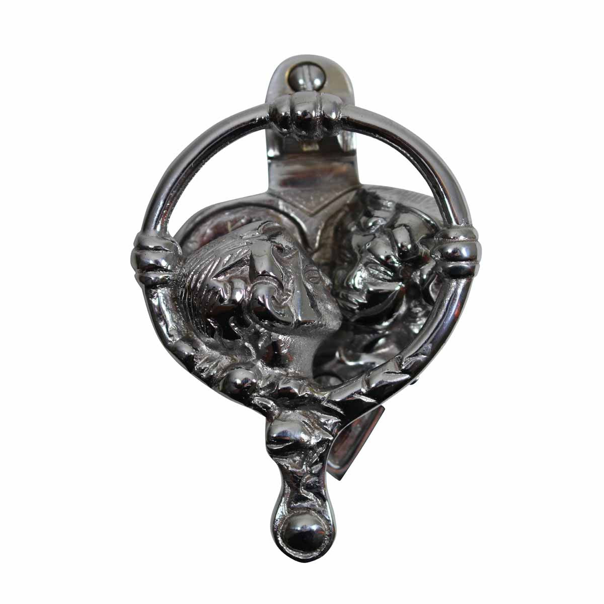 Solid Brass Door Knocker Kissing Cherubs Chrome 4.75"H